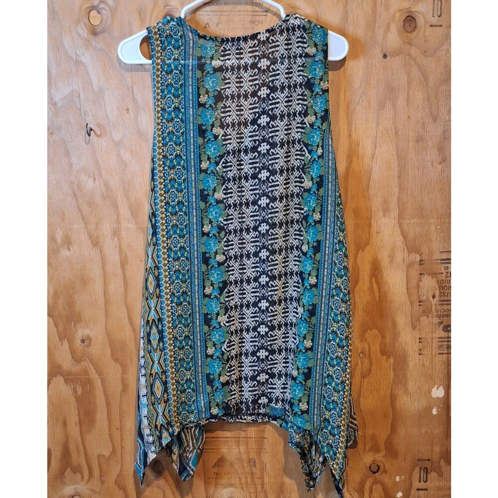 Kaktus Shirt Womens Medium Sleeveless Chiffon Bohemian Lagenlook Tunic BohoStyle - Picture 6 of 10